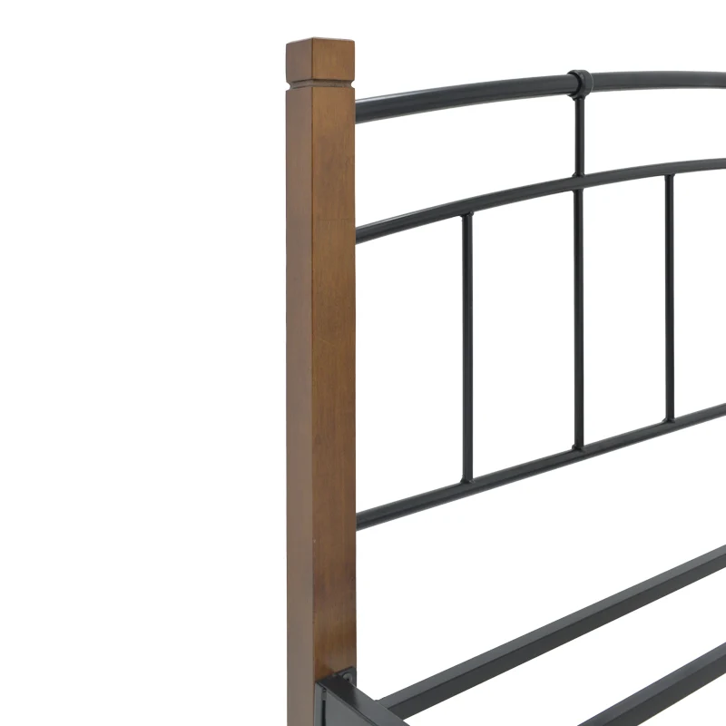 Queen size легло Mandy цвят орех дърво-черен метал 150x200см
