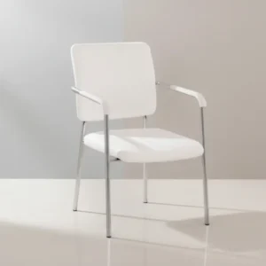 Посетителски стол QUESTA цвят бял-хром 56.5x59x85 см