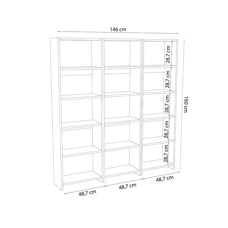 Библиотека Rabuku в бял цвят 146x22x123см