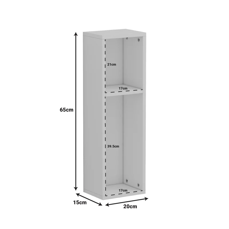 Стенен рафт Racks бял цвят 20х15х65см