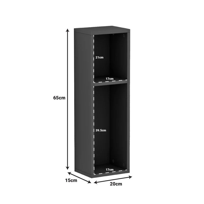Стенен рафт Racks сив цвят 20x15x65см