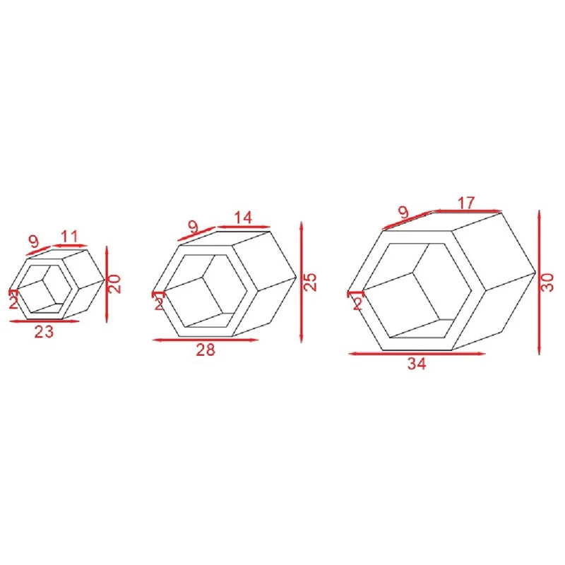 Стенен рафт Radix 3 бр. масивна борова дървесина естествена 30x9x34см