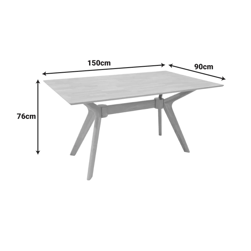 Маса RAFFLES от каучуково дърво с mdf в естествен цвят 150x90x76см