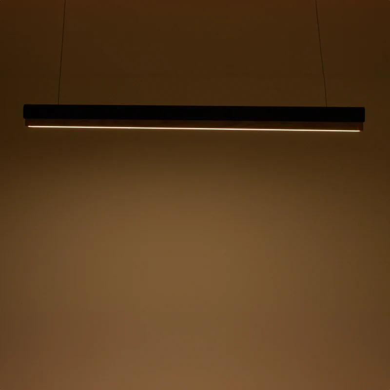 Таванна лампа Rafmole led черен метал-дърво 120x7.5см