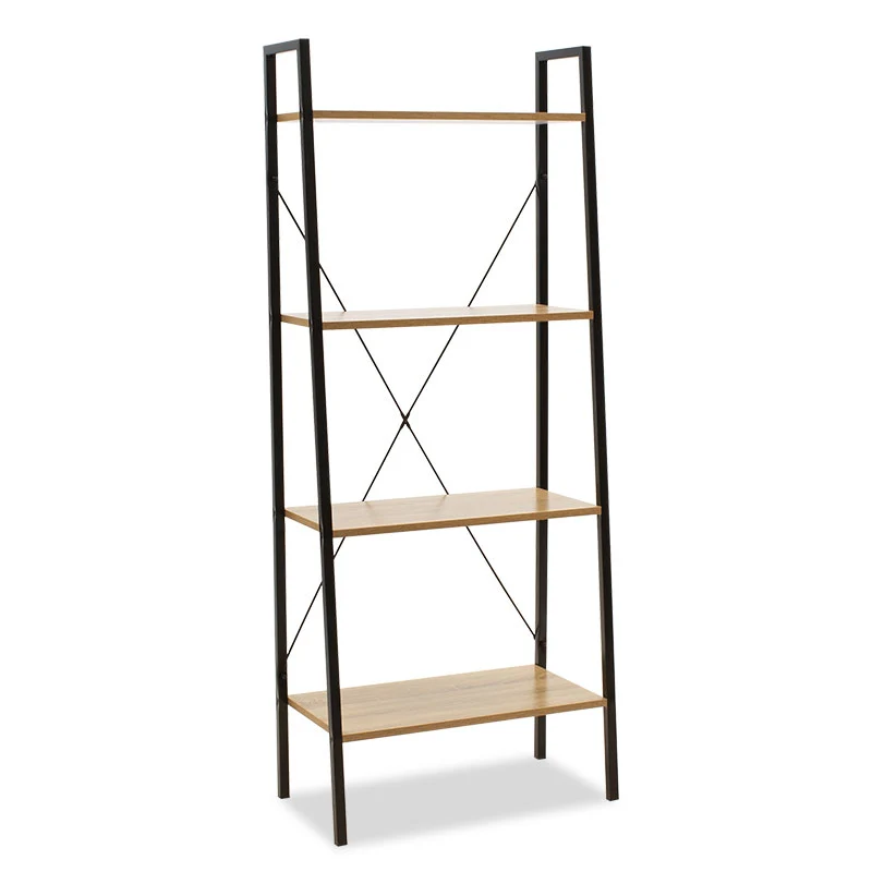 Библиотека Ramon цвят модерен дъб с черна метална рамка 60x23x145,5см