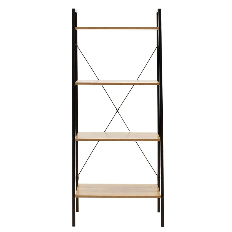 Библиотека Ramon цвят модерен дъб с черна метална рамка 60x23x145,5см