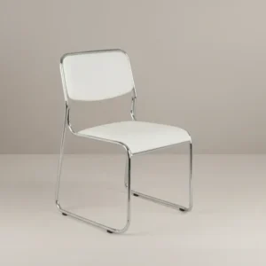 Стифиращ се стол за гости Randin бял пу-хромиран крак 42x44x77см