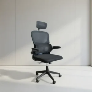 Офис стол Recko от мрежеста материя в черен нюанс 56x62x116-125см