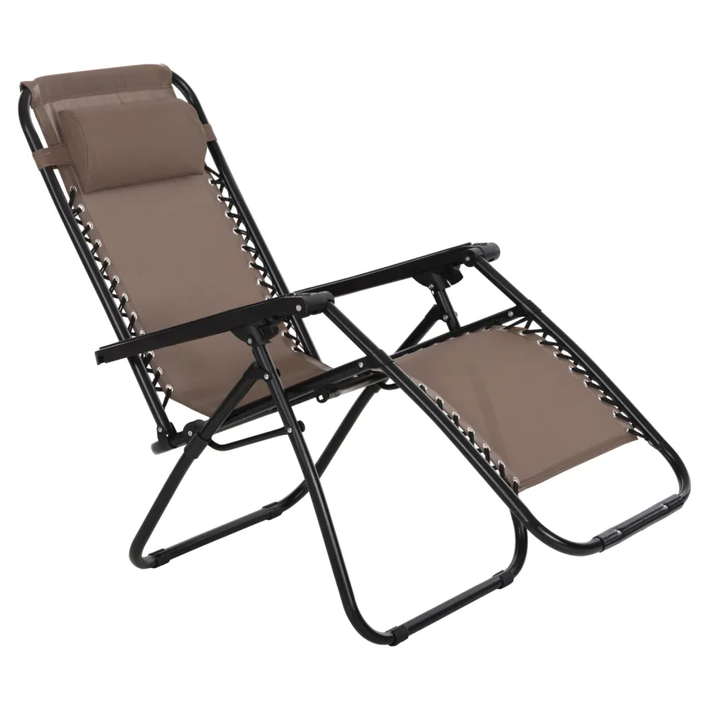 Кресло RELAX бежово кафяв текстил-черен метал 67х145х110см.