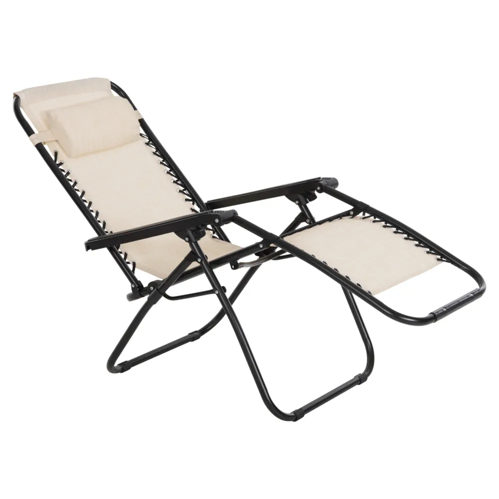 Кресло RELAX бежов текстилен-черен метал 67x145x110см.
