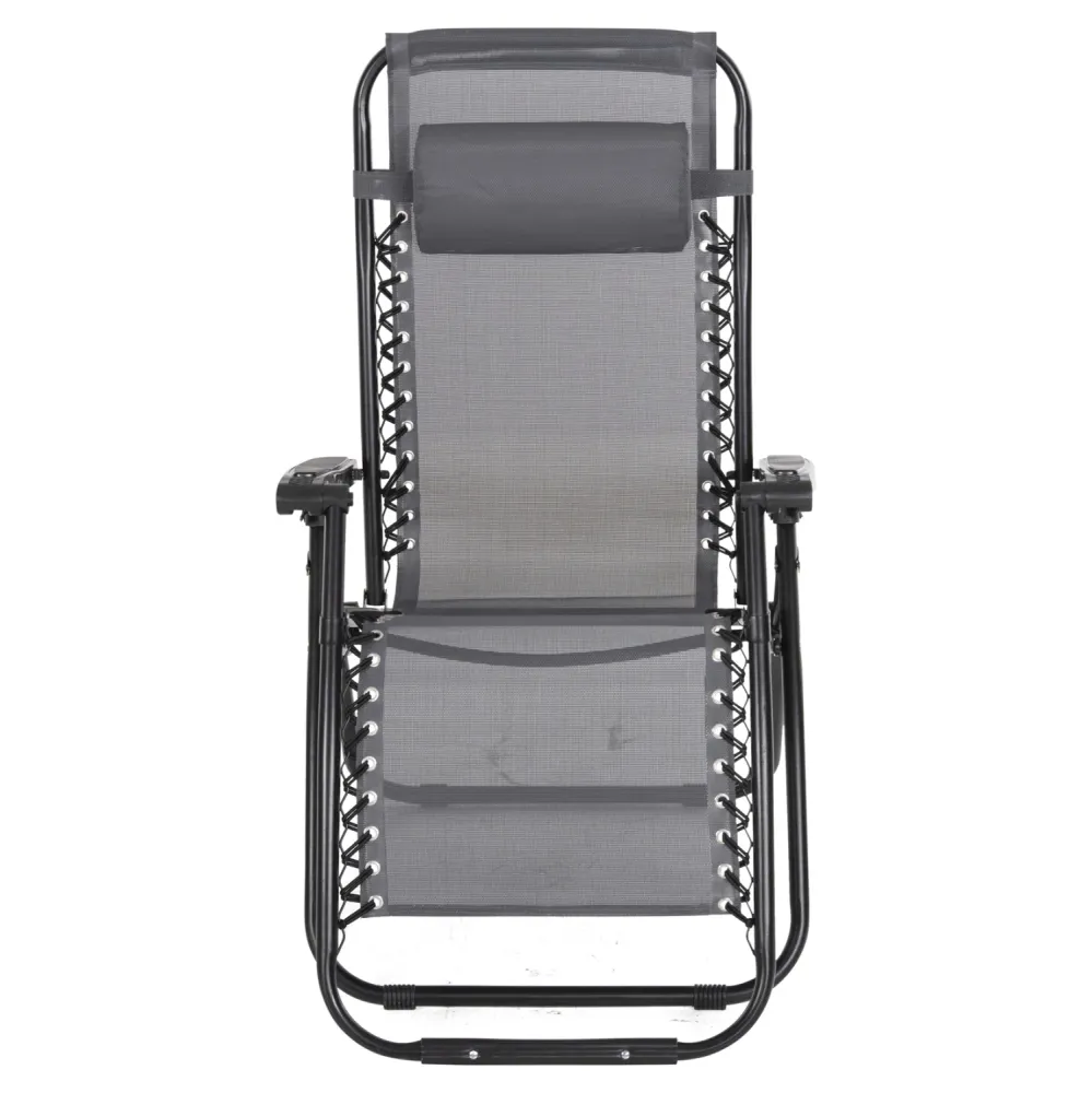 Кресло RELAX сив текстилен-черен метал 67x145x110см.