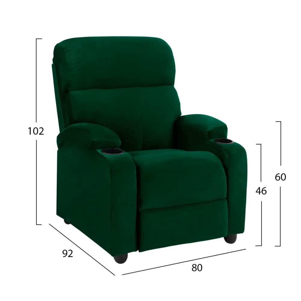 RELAX кадифено кресло кипарис с механизъм 80x92x102h см.