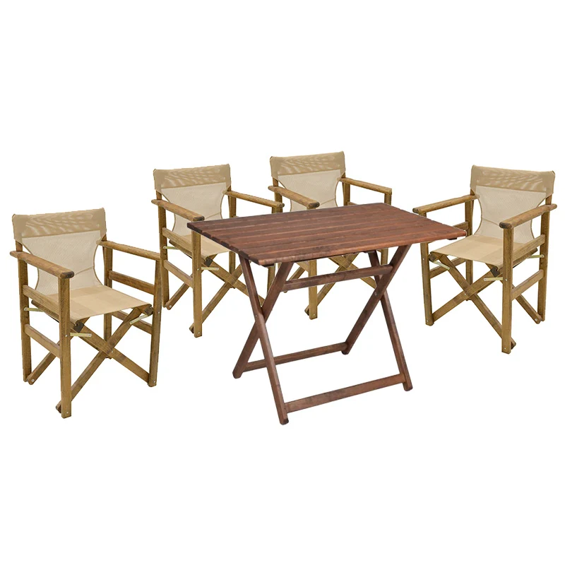 Retto комплект от 5 части масив бук орех-PVC кафяв 100x60x71см