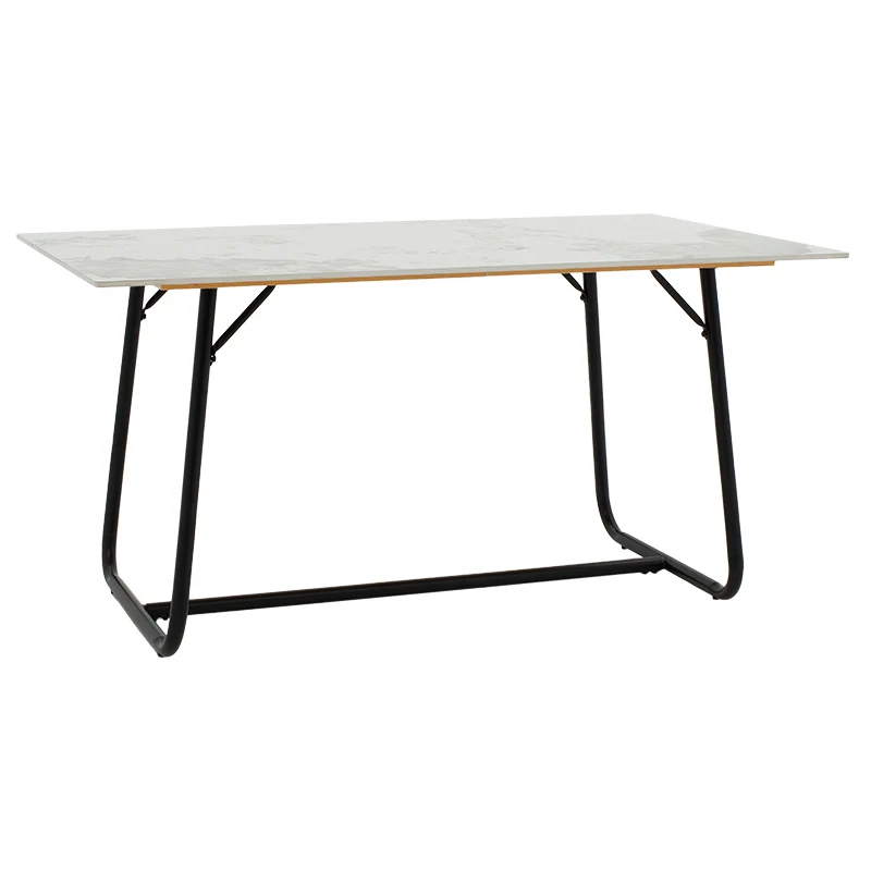 Трапезна маса REVELLO синтерован камък бял мрамор-метал черен150x90x75cm