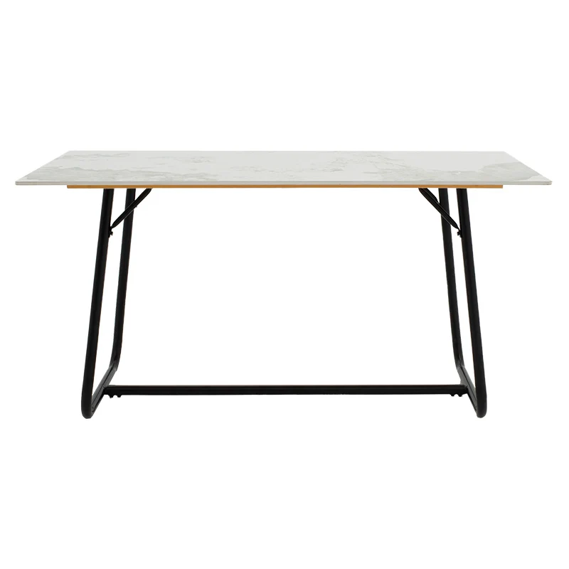 Трапезна маса REVELLO синтерован камък бял мрамор-метал черен150x90x75cm