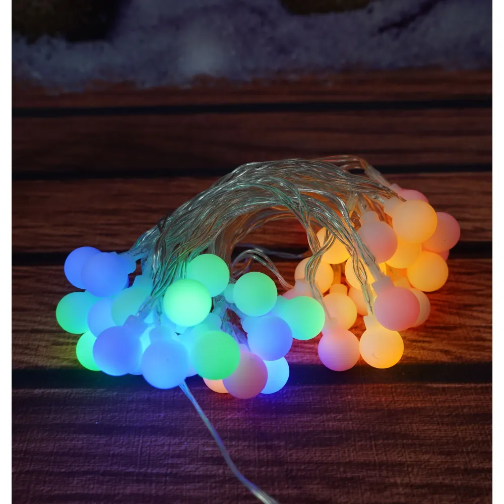 Коледна инсталация, 6 м, 50 светодиода, RGB, линейна, с батерии, за вътрешна/външна употреба