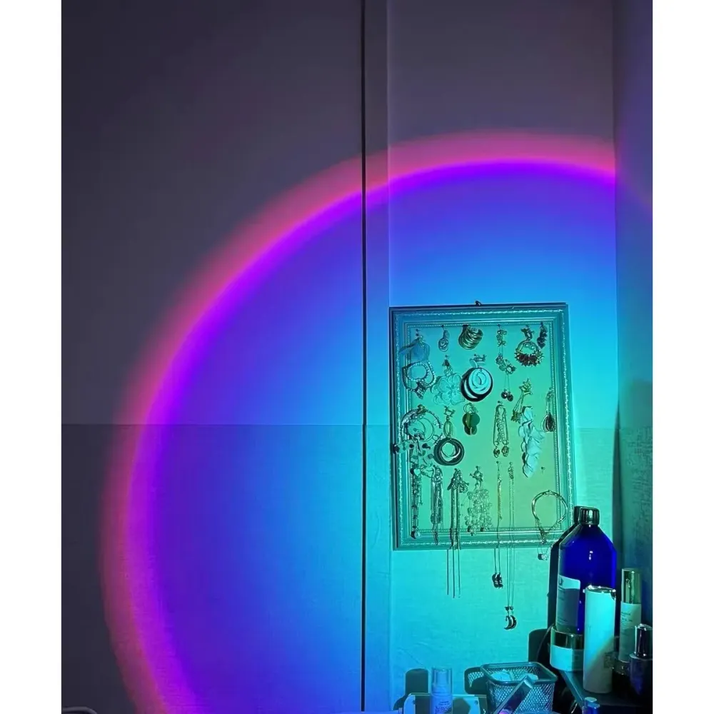 RGB проекционна нощна лампа с дистанционно управление, амбиентна светлина за романтична атмосфера, зайче, розова