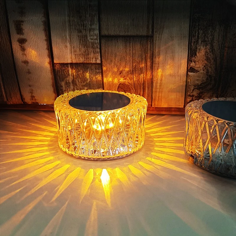 RGB 16 LED настолна лампа, сензорен димер, 3 нива на интензивност, USB зареждане, 3W, акрилен кристал, с дистанционно упра...