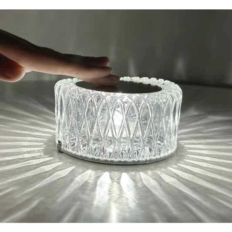 RGB 16 LED настолна лампа, сензорен димер, 3 нива на интензивност, USB зареждане, 3W, акрилен кристал, с дистанционно упра...