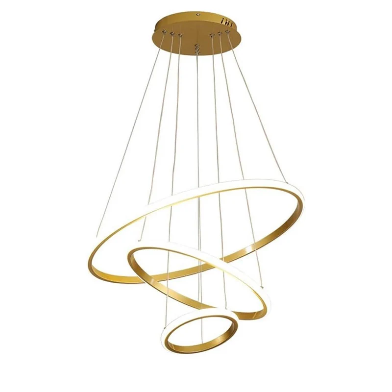 Таванна лампа Rings led метал със златен абажур d60x100см
