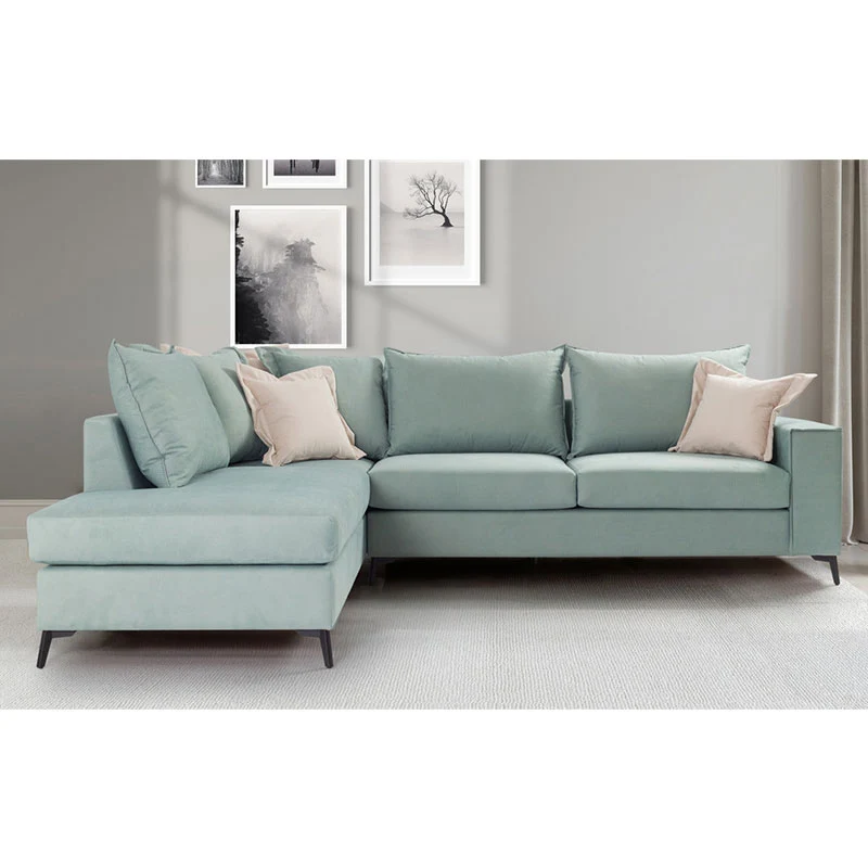 Ъглов диван Romantic десен ъгъл дамаска ciel-cream 290x235x95см