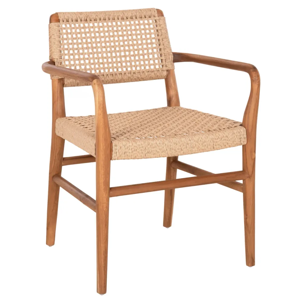 Кресло ROSCO тиково дърво-въже 56x54.5x78см