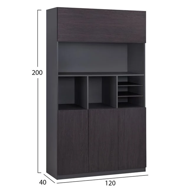 Библиотека ROSEWOOD 120х200 -цвят венге-сив