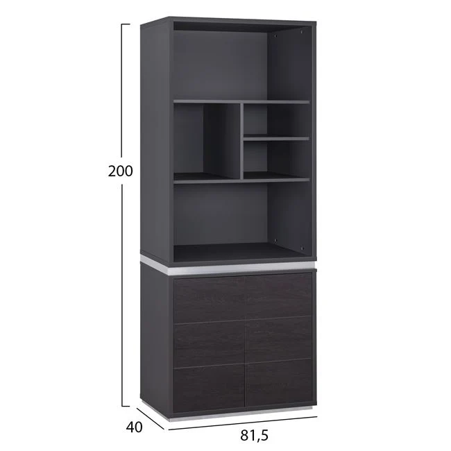 Библиотека ROSEWOOD цвят венге-сив 1,5Χ40Χ200см