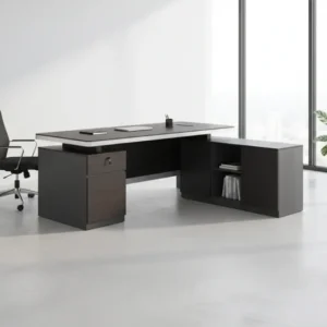 Офис бюро ROSEWOOD 180x160 - десен ъгъл венге-сив цвят