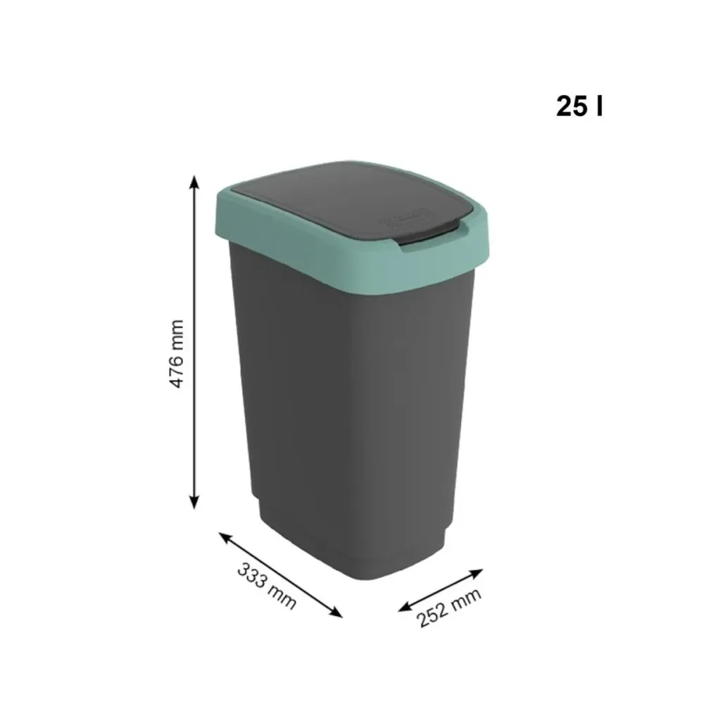 Кошче за боклук Rotho Twist Green Зелен Пластмаса 25 L