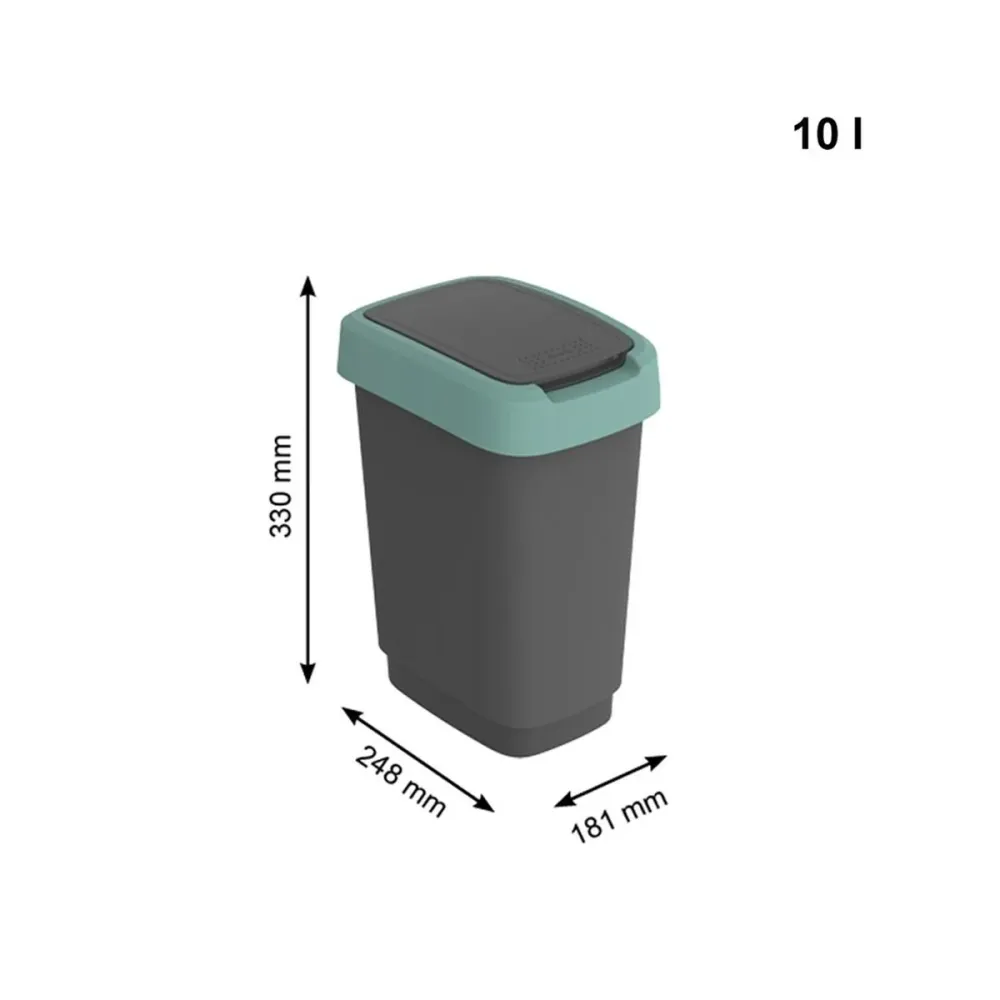 Кошче за боклук Rotho Twist Green Зелен Пластмаса 10 L