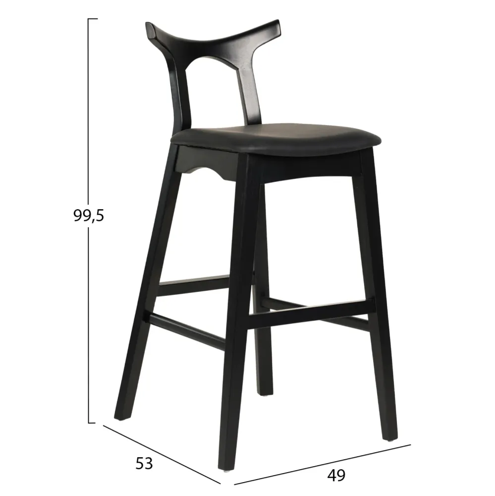 Бар стол RUBBER черен цвят 49x53x99,5