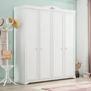 Четирикрилен гардероб «Rustic White» - ширина 202см
