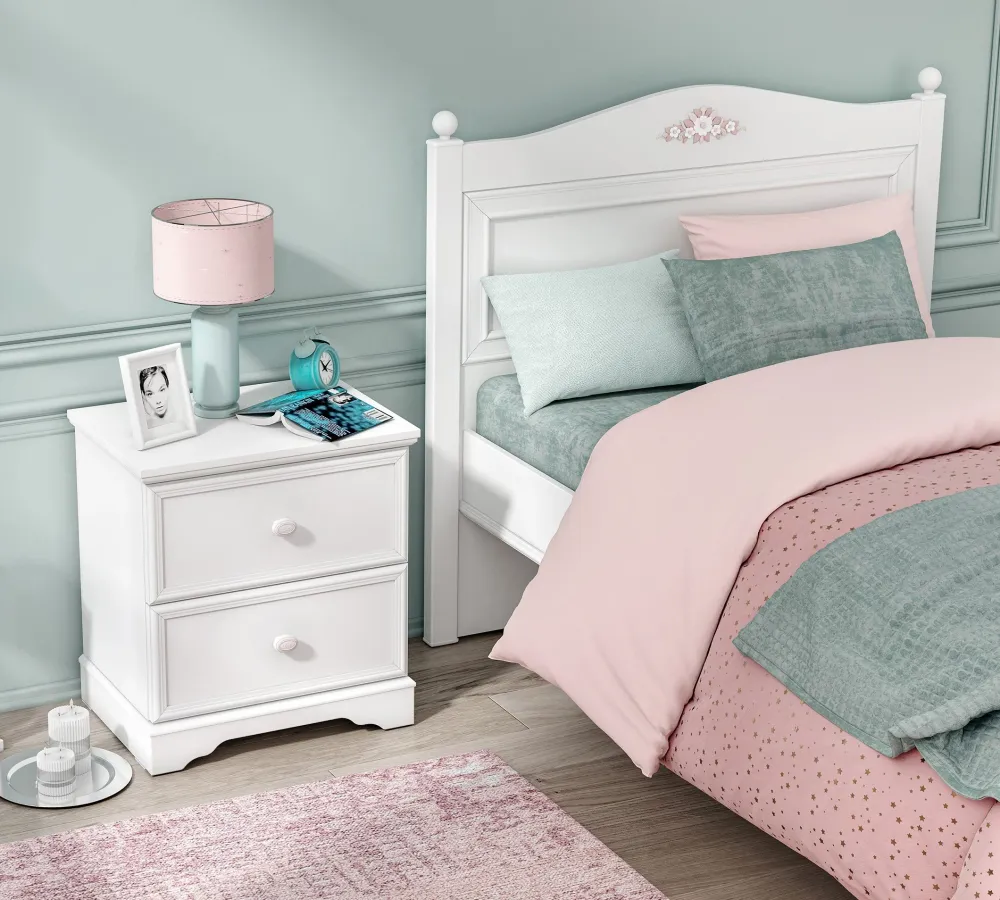 Нощно шкафче «Rustic White» + две чекмеджета, размер 53х58х38см