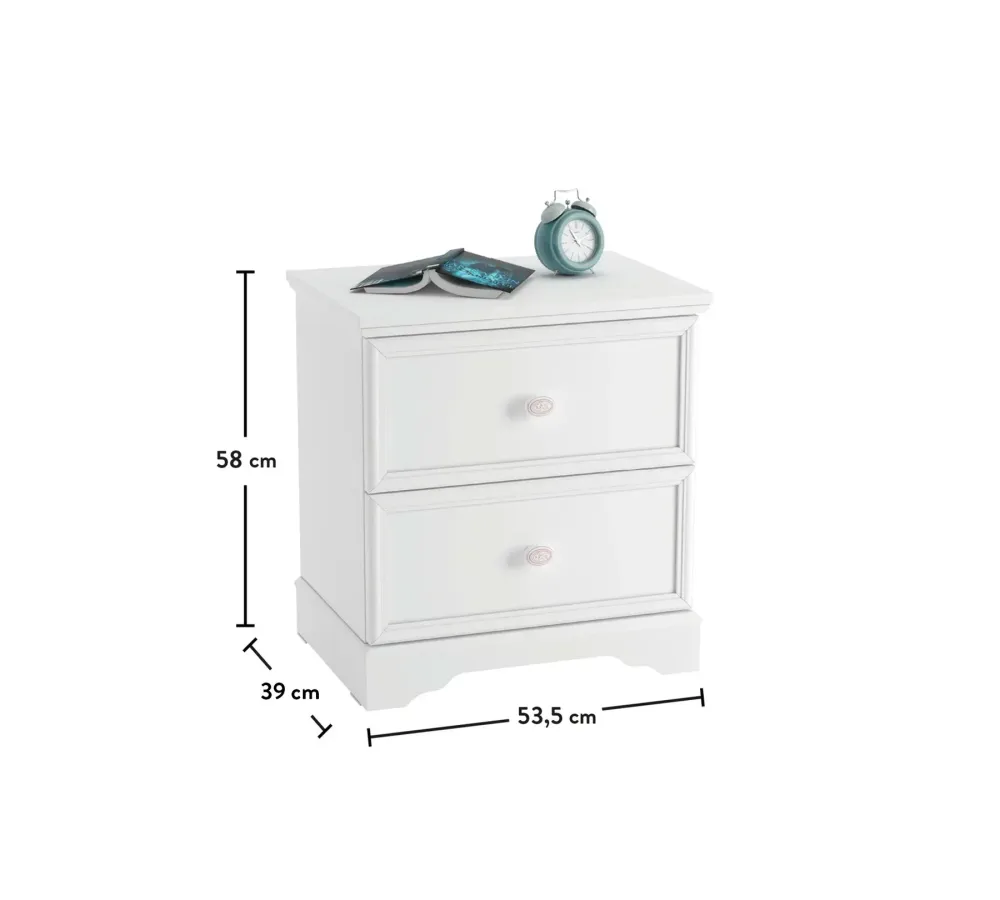 Нощно шкафче «Rustic White» + две чекмеджета, размер 53х58х38см