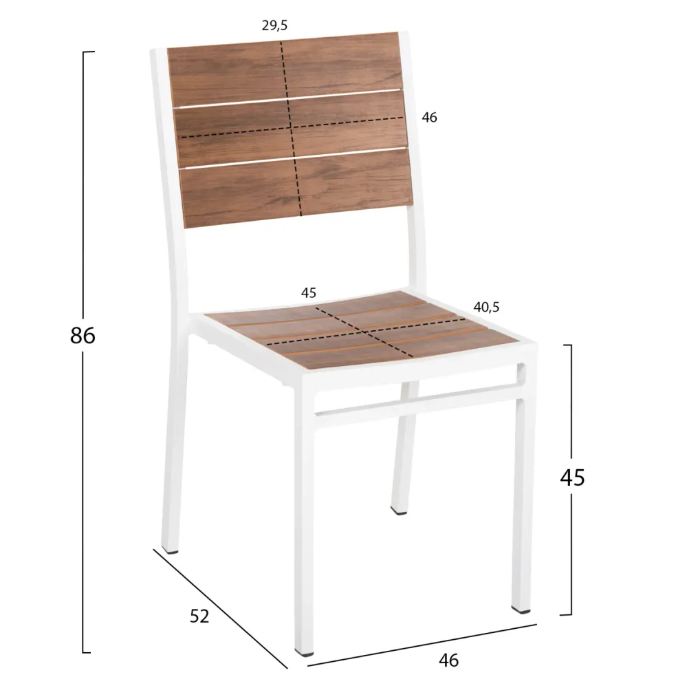 Алуминиев стол SAGA бял 46x52x86см.