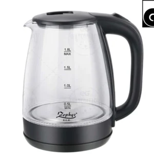 Електрическа кана SAPIR SP 1230 GS, 1800W, 1.8 литра, Светеща, Стъклена, Черен GS стандарт