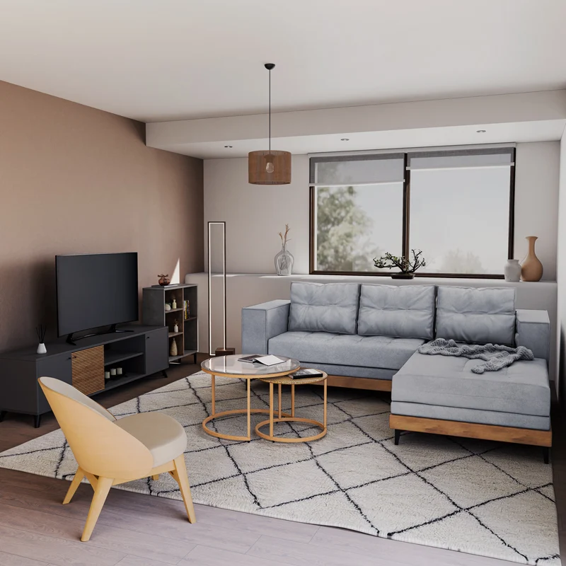 Стол SARIAN бежов плат-каучуково дърво естествен крак 69,5x71x70,5см