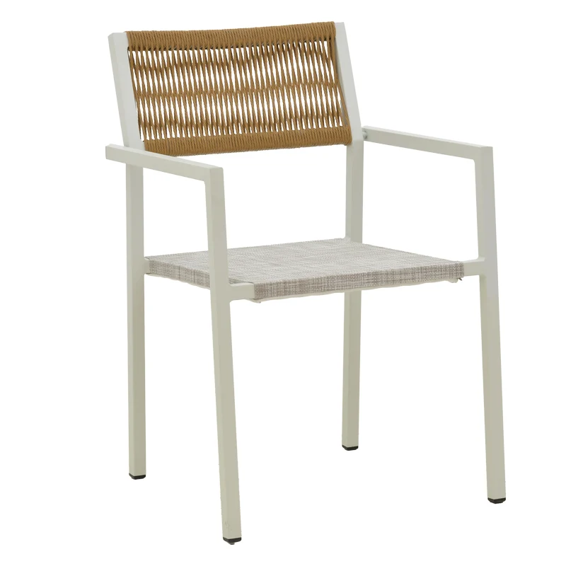 Комплект Savor-Kliton 5бр бял алуминий и ратан в естествен цвят с маса 80x80x74см