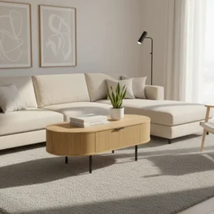 Холна маса SCANDI МДФ натурален с метални крака 118x60x44см