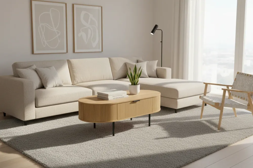 Холна маса SCANDI МДФ натурален с метални крака 118x60x44см