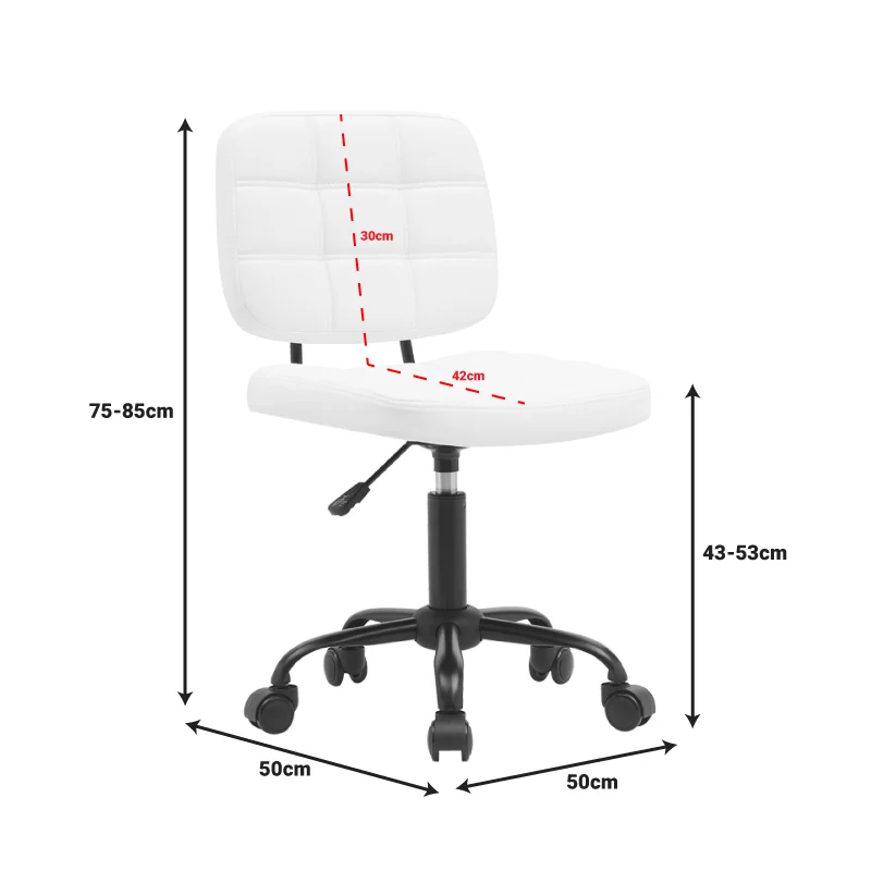 Офис стол Sedia pu бял 50x50x75-85см