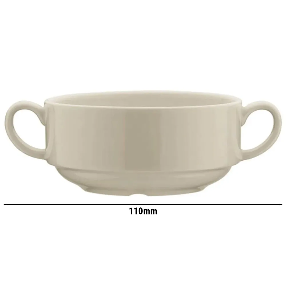 (12 бр.) SEMPRE - Чаша за супа с 2 дръжки - 320 ml - кремава