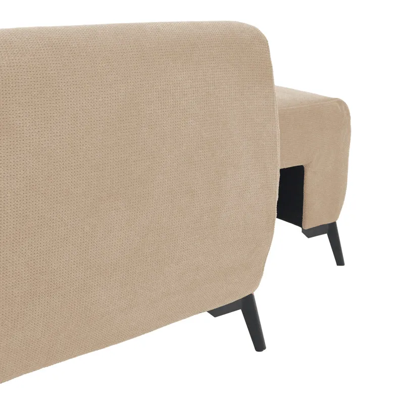 Триместен диван с място за съхранение Settee плат в бежов цвят 286x204x93см
