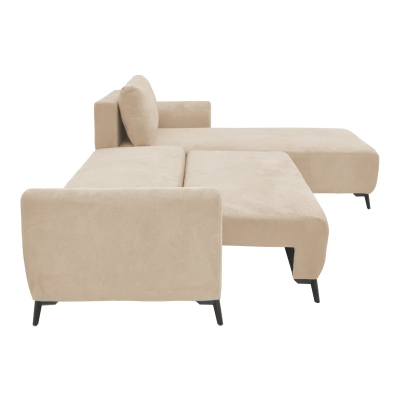 Триместен диван с място за съхранение Settee плат в бежов цвят 286x204x93см