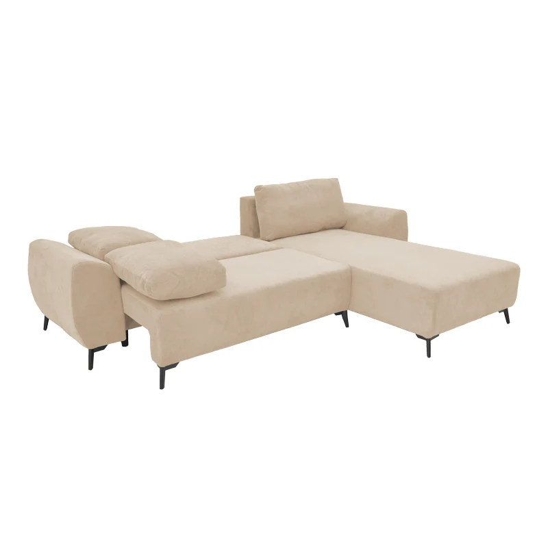 Триместен диван с място за съхранение Settee плат в бежов цвят 286x204x93см