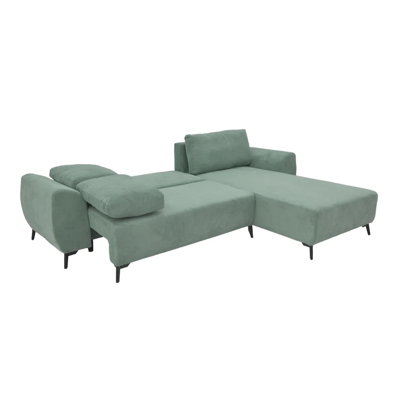 Триместен диван с място за съхранение Settee плат в цвят мента 286x204x93см