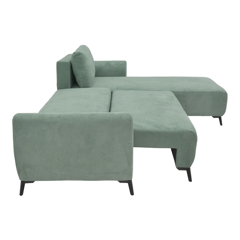 Триместен диван с място за съхранение Settee плат в цвят мента 286x204x93см