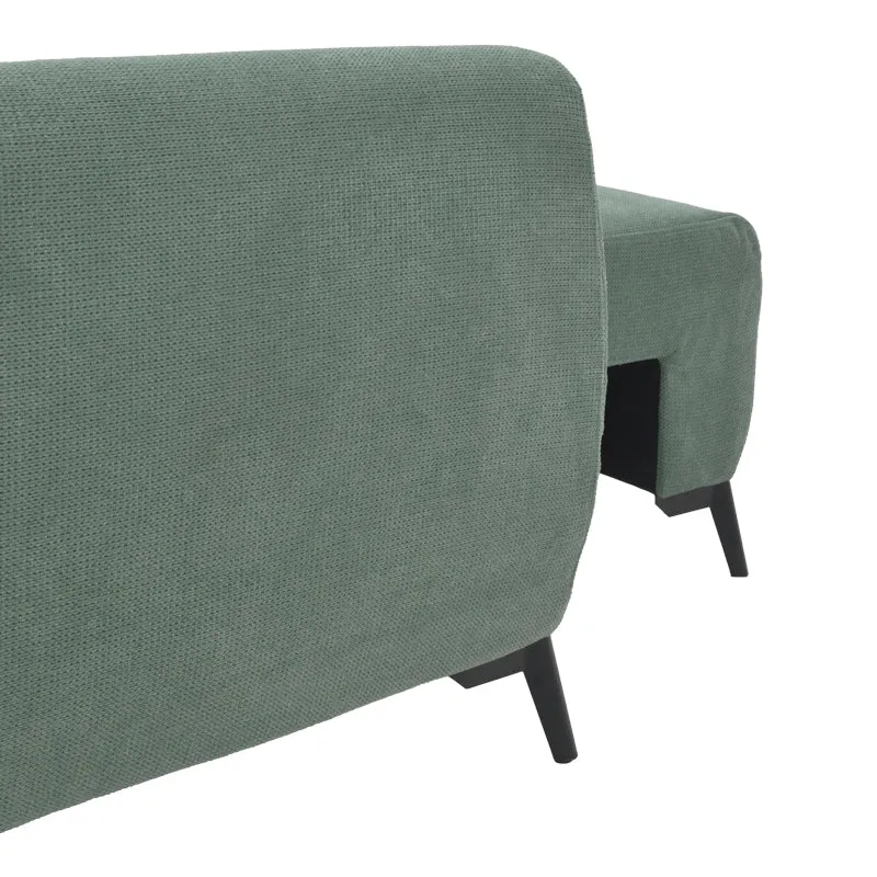Триместен диван с място за съхранение Settee плат в цвят мента 286x204x93см