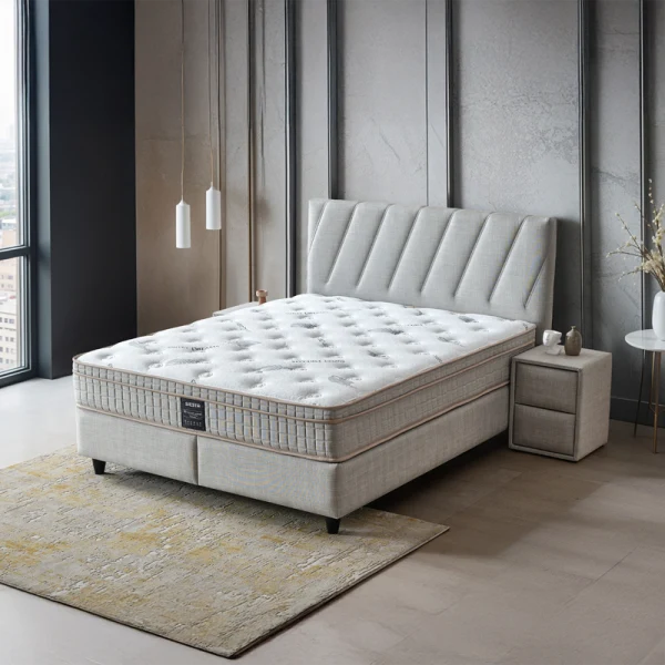 Тапицирана спалня с матрак SIESTA 160 x 200 - сив 02